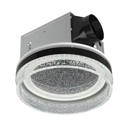Front. Akicon - N5 Decorative Black 110 CFM 1.5 Sone Ceiling Bathroom Exhaust Fan with Dimmable and Starry Light, Round - Black.