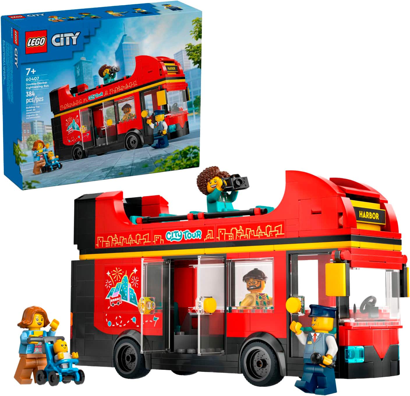 LEGO - City Red Double-Decker Sightseeing Bus Toy, London Bus 60407 - Front_Zoom