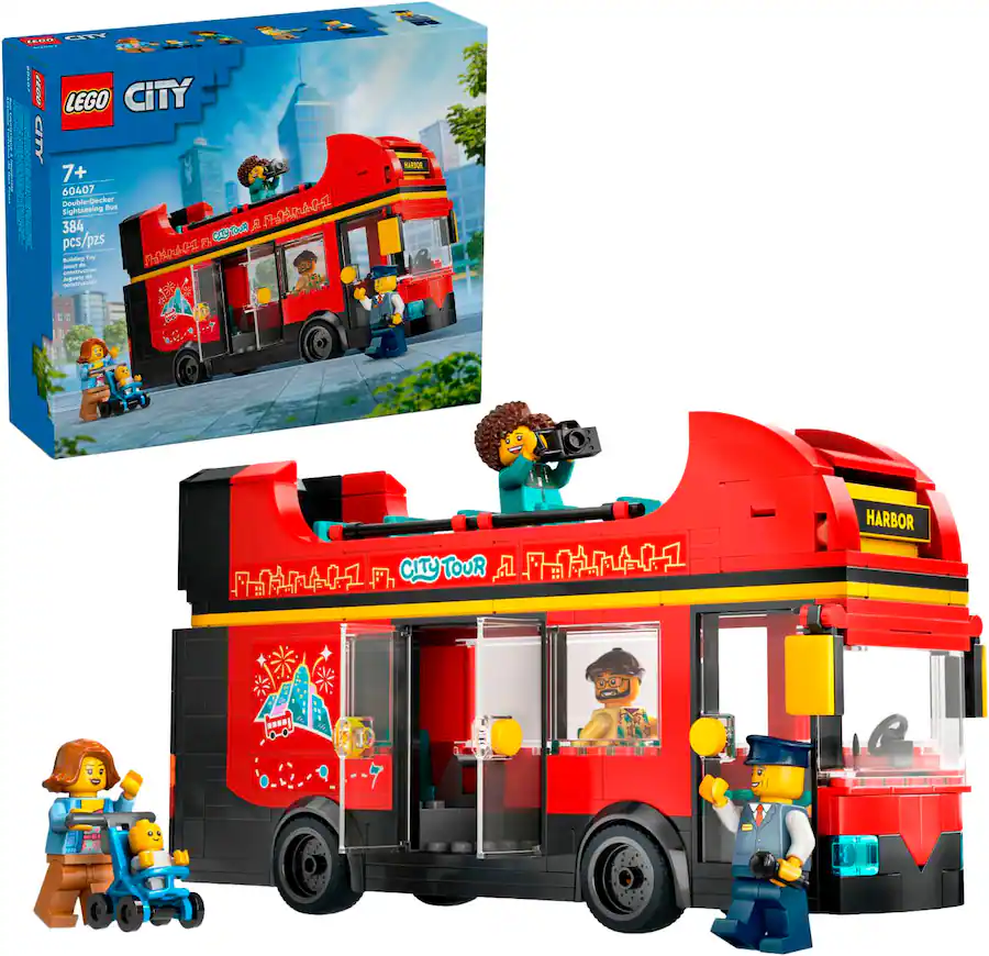 Lego Bus Model LEGO City Red Double Decker Sightseeing Bus Toy, London Bus 60407 ...
