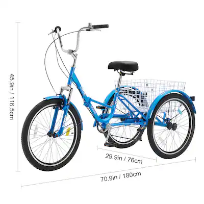 Bicicleta Cruiser de 3 ruedas de 7 velocidades, triciclo cómodo para adultos, triciclo plegable de 24 pulgadas con cesta de la compra para adultos mayores, deportes al aire libre con respaldo Bicicleta Cruiser de 3 ruedas de 7 velocidades, triciclo cómodo para adultos, triciclo plegable de 24 pulgadas con cesta de la compra para adultos mayores, deportes al aire libre con respaldo