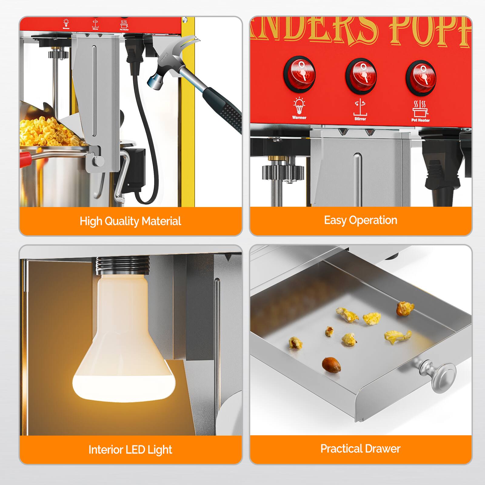 B/S : NDERS POPF 5 S51SS Wanmer Strrer E Meater . High Quality Material Easy Operation Interior LED Light Practical Drawer