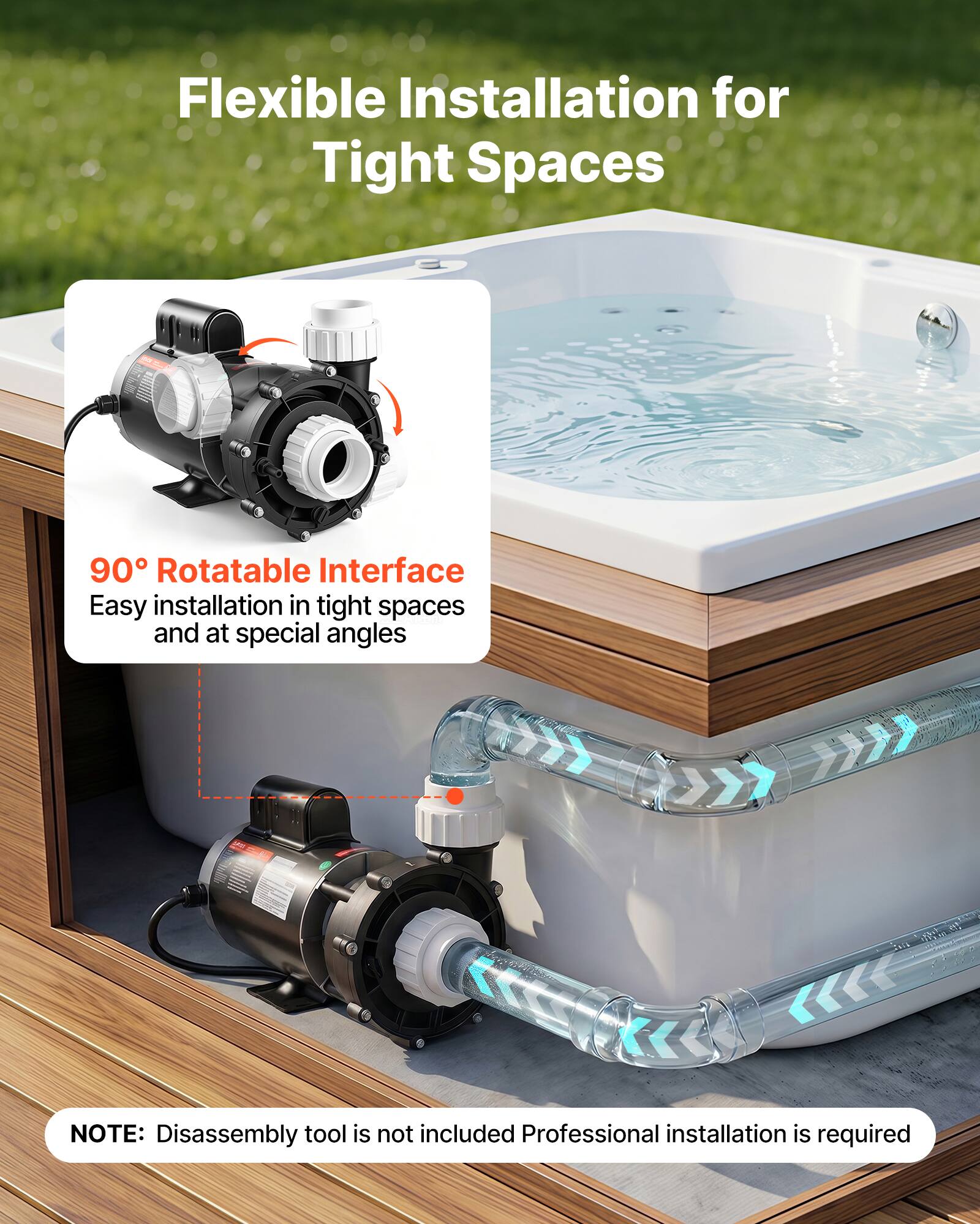 Flexible Installation for Tight Spaces

90° Rotatable Interface
Easy installation in tight spaces and at special angles

NOTE: Disassembly tool is not included. Professional installation is required