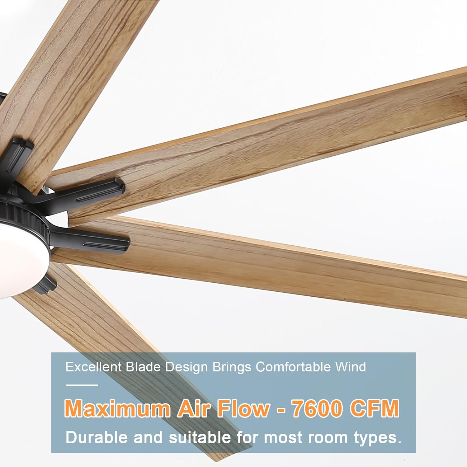 Excellent Blade Design Brings Comfortable Wind  
Maximum Air Flow - 7600 CFM  
Durable and suitable for most room types.