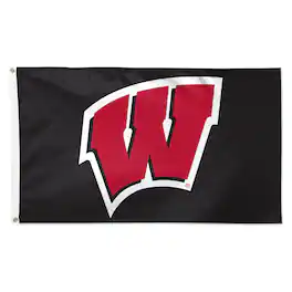 WinCraft - Wisconsin Badgers 3' x 5' Single-Sided Vibrant Deluxe Flag - Black