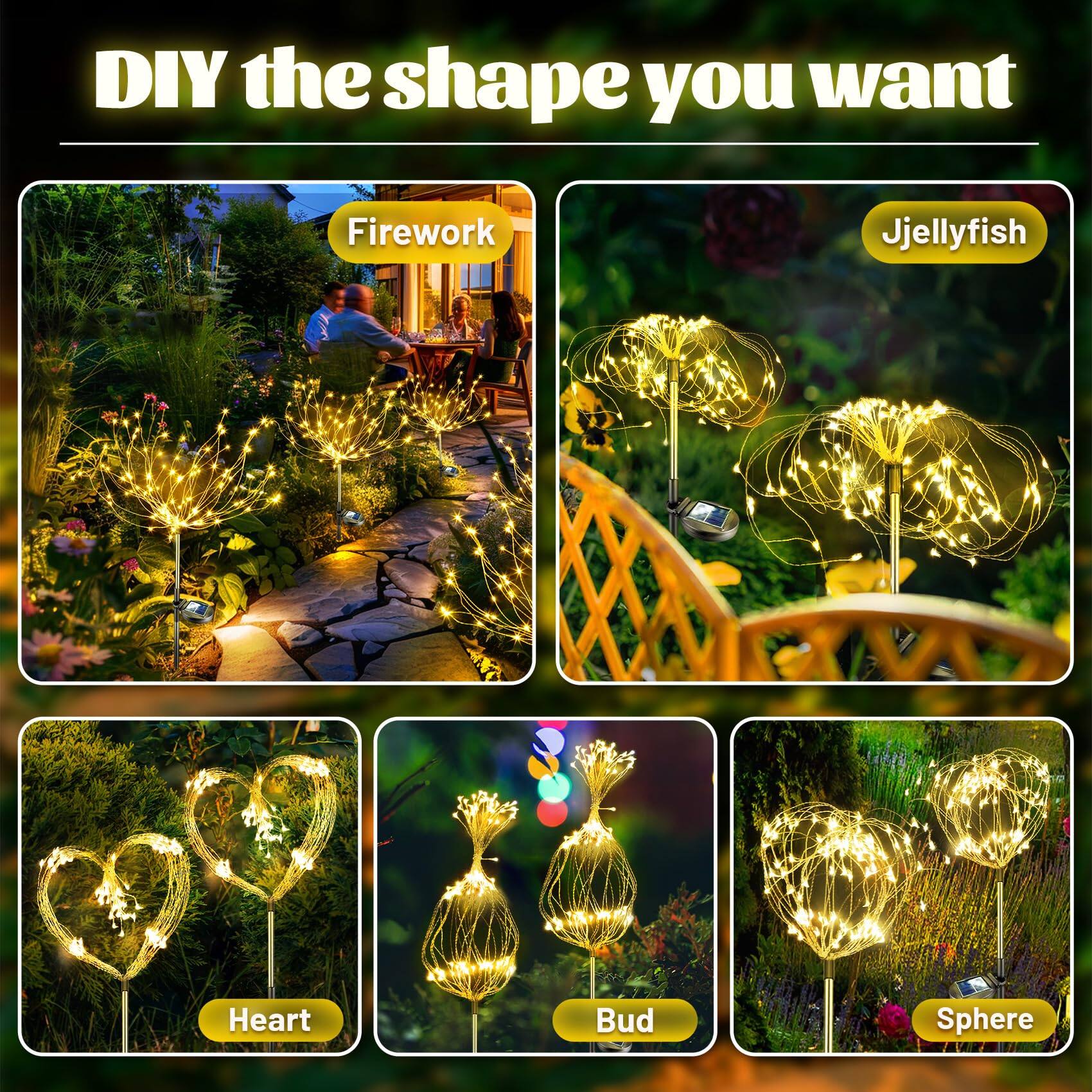 DIY the shape you want

- Firework
- Jellyfish
- Heart
- Bud
- Sphere