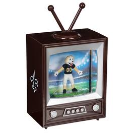 Evergreen Enterprises - New Orleans Saints 8" Vintage TV Water Globe Lantern with Mascot - Brown