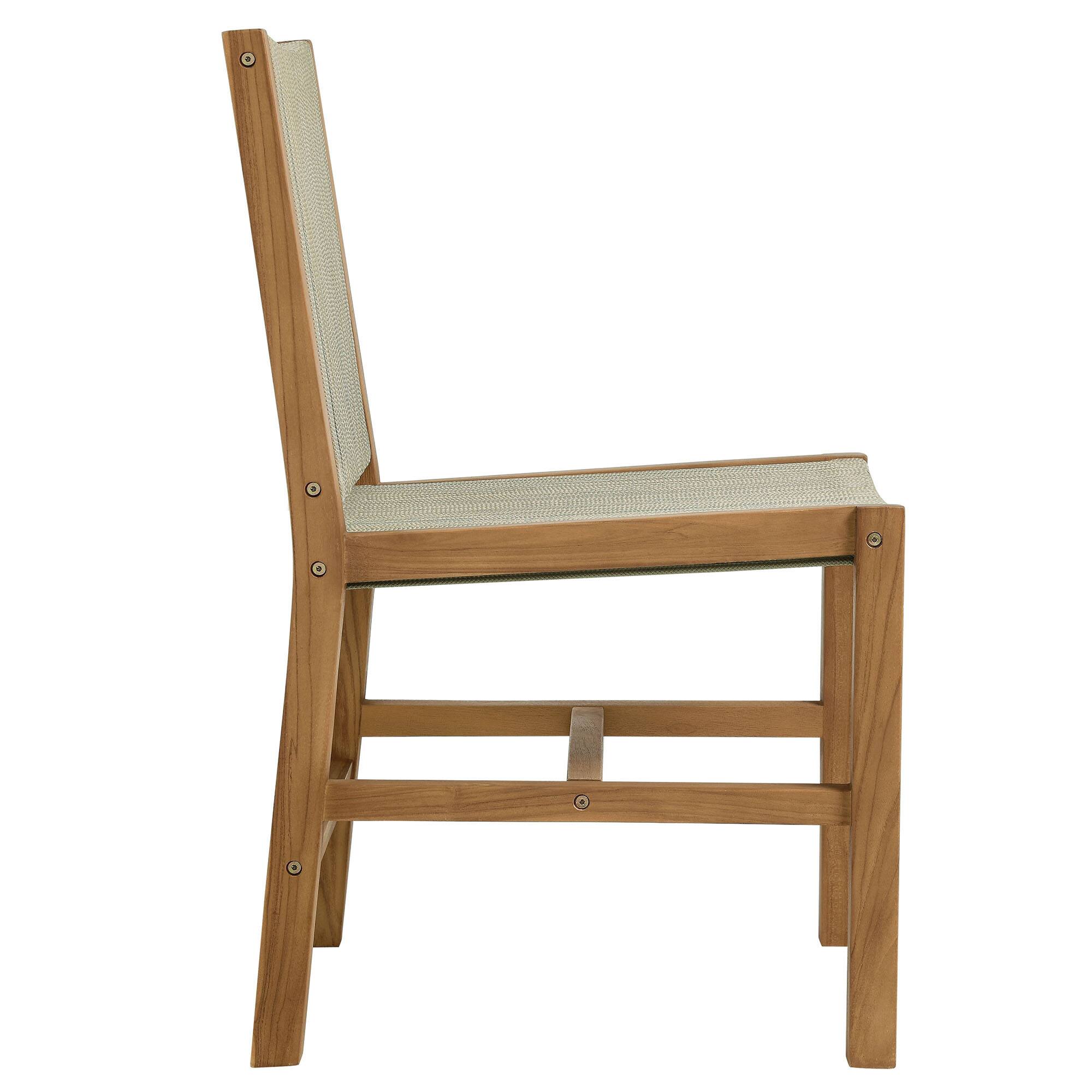 Alt View 5. Modway - Vienna 5-Piece Outdoor Patio Teak and Rope Dining Set with Armless Chairs by Modway - Natural Natural.