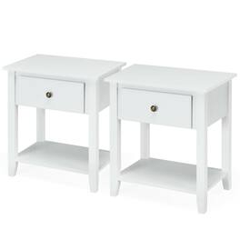 Gymax - 2PCS Nightstand Sofa End Side Table W/ Storage Drawer Bottom Shelf - White