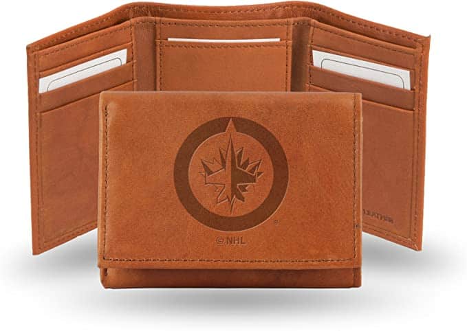 Rico Industries - Winnipeg Jets NHL Embossed Brown Leather Trifold Wallet - Multi