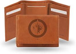 Rico Industries - Winnipeg Jets NHL Embossed Brown Leather Trifold Wallet - Multi