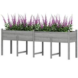 Outsunny - Raised Garden Bed, Large Elevated Planter Box with Legs, Bed Liner and Drain Holes - Gray