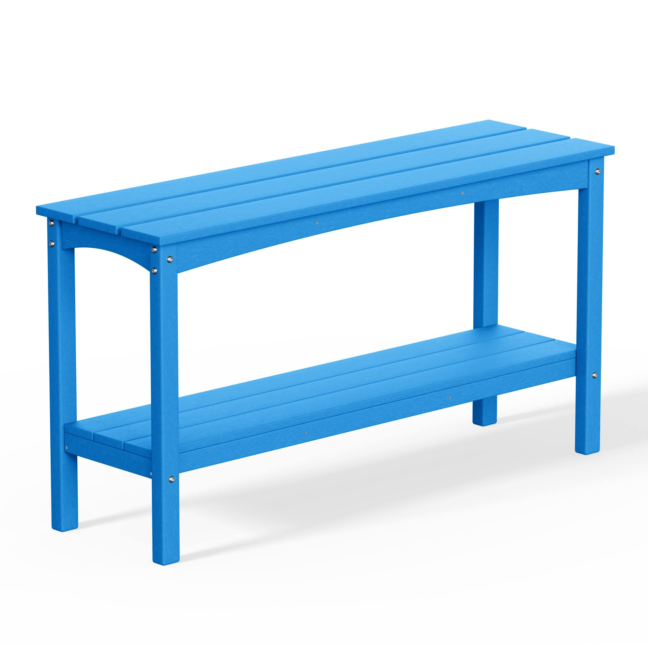 Left. WestinTrends - WestinTrends Malibu 55" Outdoor Patio HDPE Adirondack 2-Tier Shelf Console Table - Pacific Blue.