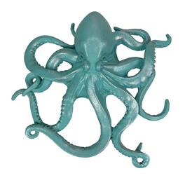 Fancy That - Octopus Wall Sculpture Coastal Nautical Resin Plaque 13.5 In - Aqua