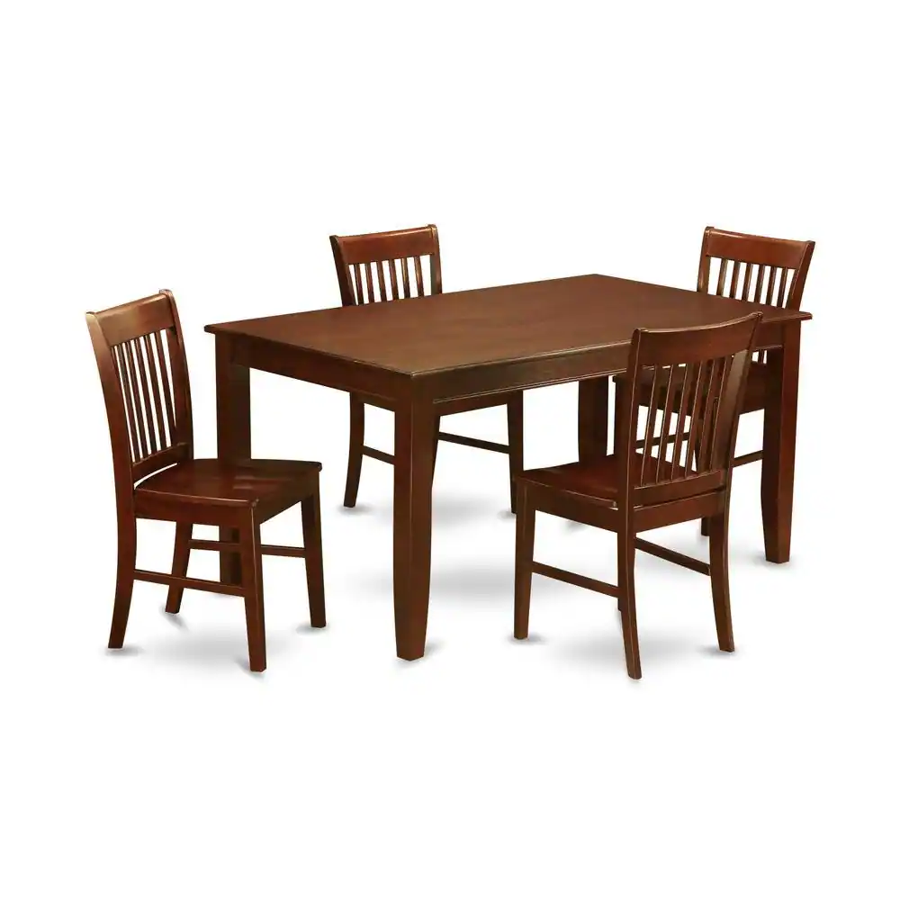 Angle. FurniFact - Solid Wood Dining Table & Chairs 5-Piece Set for Dining Room - Mahogany.