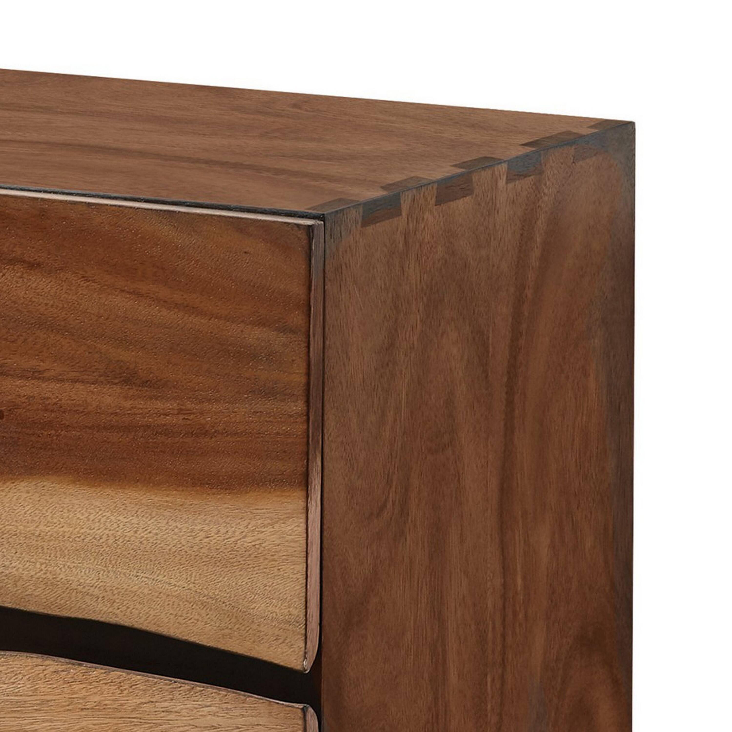 Left. Manhattan Lane - Nightstand with 2 Drawers and Live Edge Details - Brown.