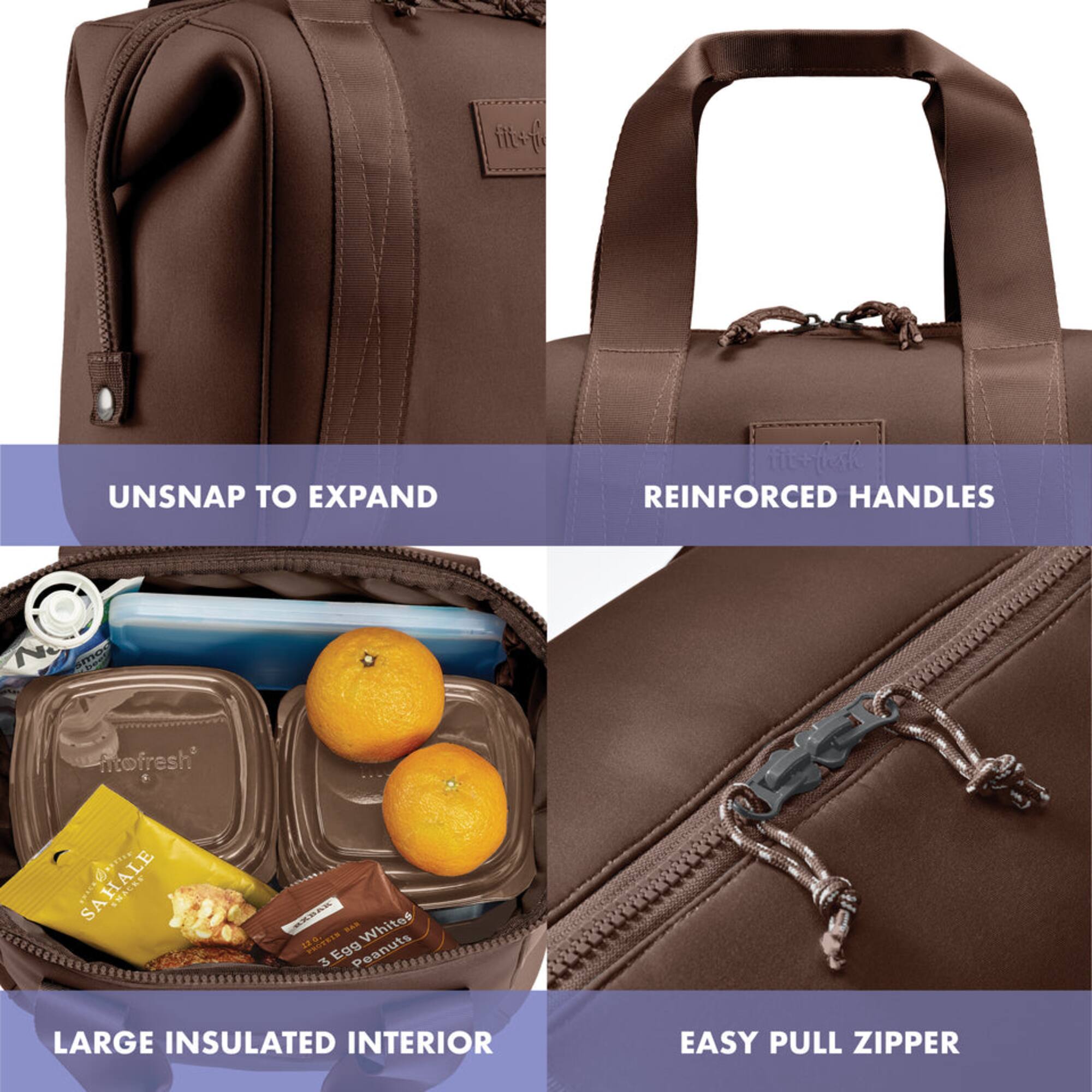 - UNSNAP TO EXPAND
- REINFORCED HANDLES
- LARGE INSULATED INTERIOR
- EASY PULL ZIPPER