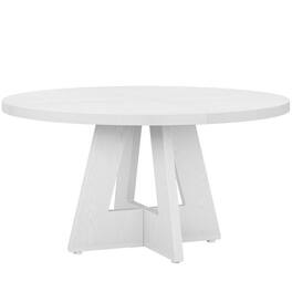 SlickBlue - Contemporary Round Kitchen Table with Wood Finish for Dining Area - White