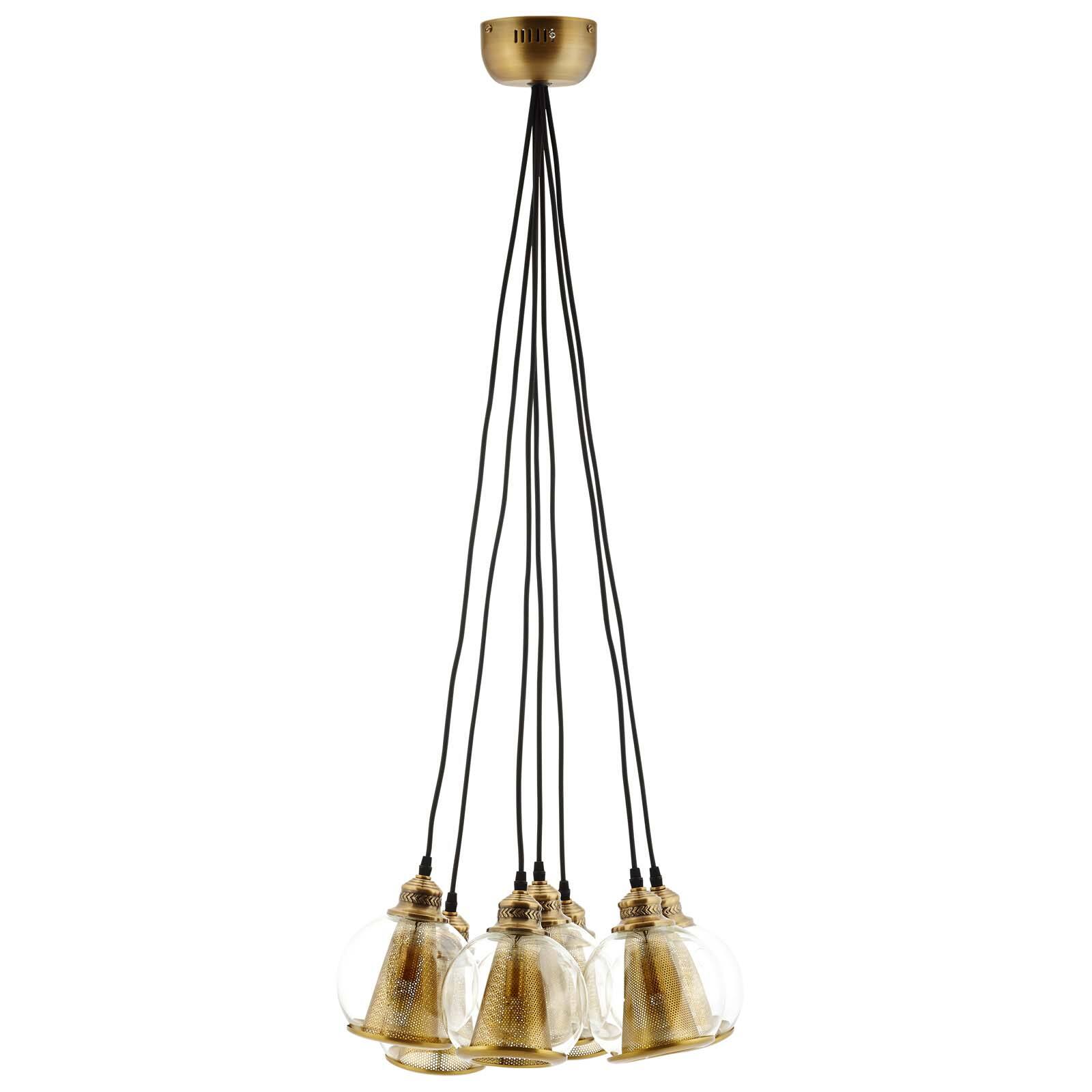 Angle. Modway - Peak Brass Cone and Glass Globe Cluster Pendant Chandelier by Modway - Yellow.