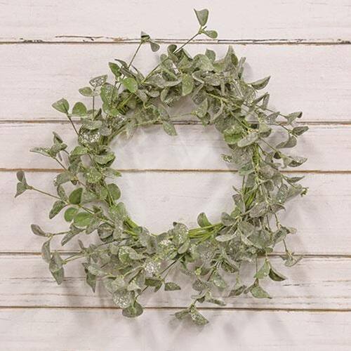 Angle. BreeBe - Sparkle Silver Dollar Leaves Wreath 22" - Multi.