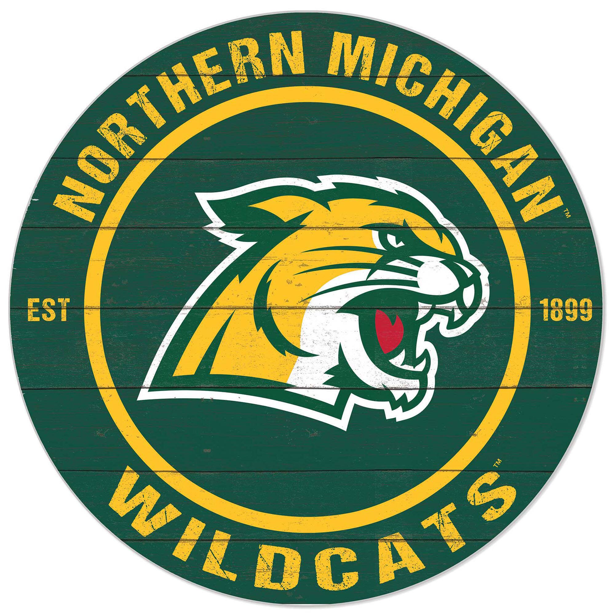 Green Northern Michigan Wildcats 20'' x 20'' Indoor/Outdoor Circle Sign