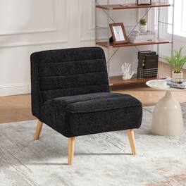 Boyel Living - Compact Armless Accent Chair with Chenille Upholstery and Rubberwood Legs, 24.4 in - Black