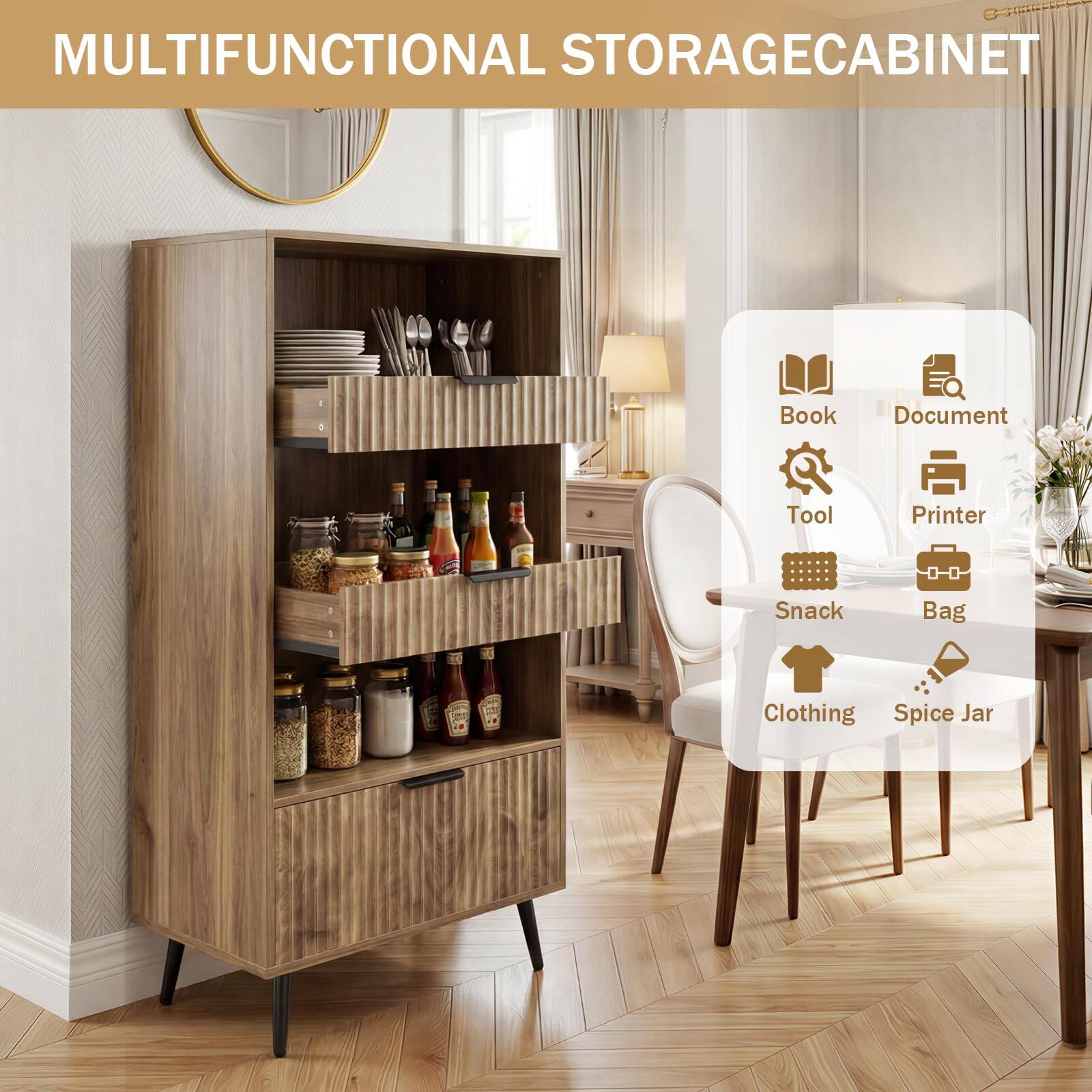 MULTIFUNCTIONAL STORAGE CABINET

- Book
- Document
- Tool
- Printer
- Snack
- Bag
- Clothing
- Spice Jar