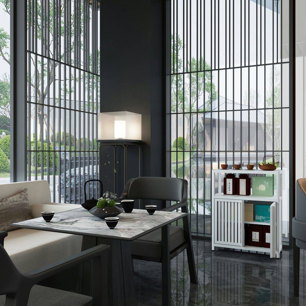 Alt View 8. Kadyn - White Large Capacity Bamboo Storage Cabinet Furniture for Bathroom Living Room Bathroom Bamboo Storage Cabinet - White.