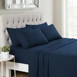 Sweet Home Collection - Deluxe Microfiber Sheet Set with Bonus Pillowcases, Ultra Soft 1500 Series, Queen - Navy