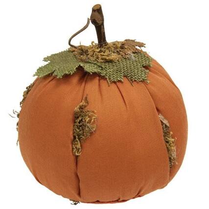 Front. BreeBe - *Mossy Orange Stuffed Pumpkin 5" x 6" - Orange.