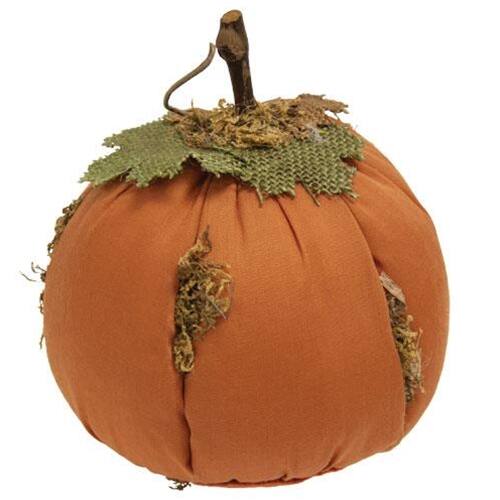 Front. BreeBe - *Mossy Orange Stuffed Pumpkin 5" x  6" - Orange.