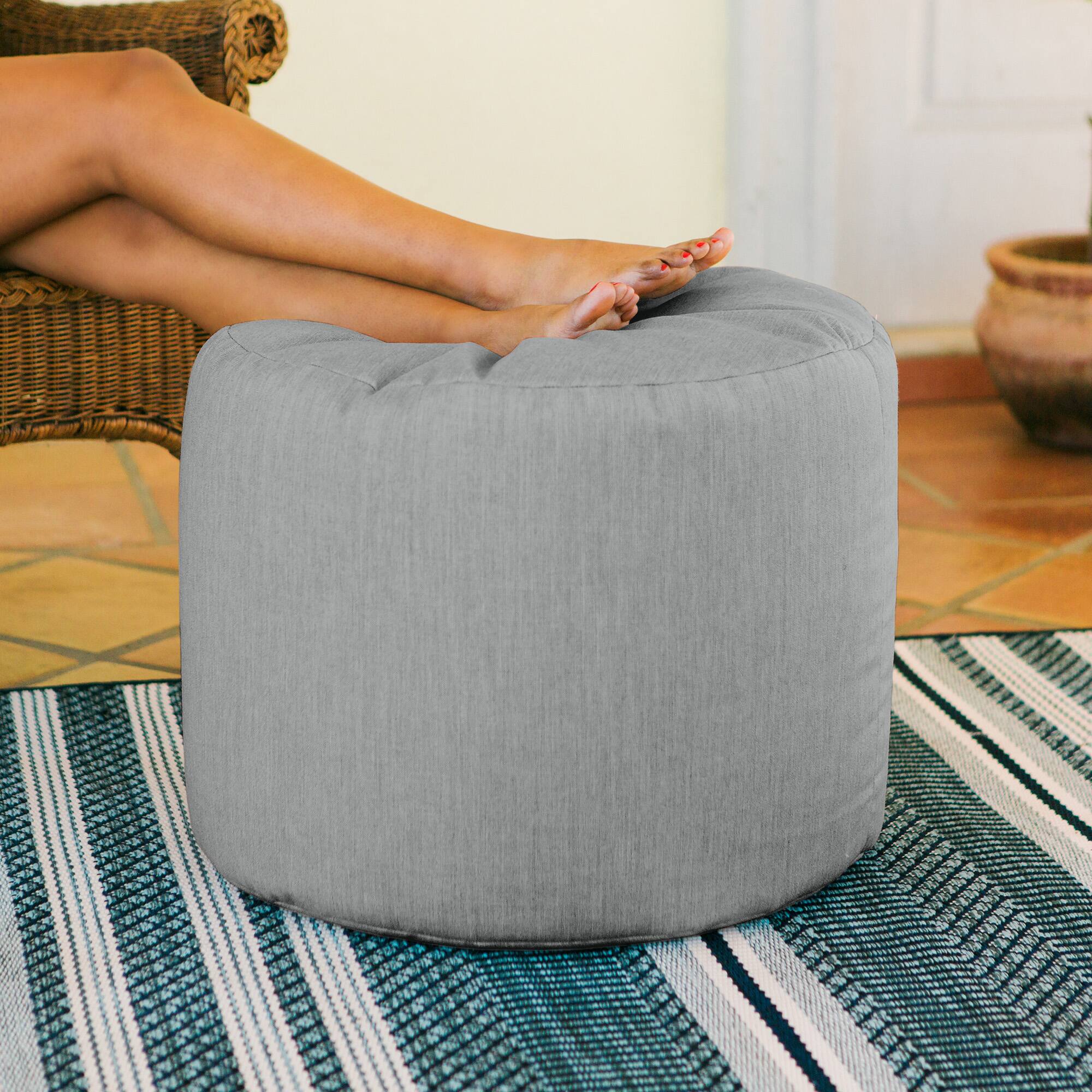Back. Jaxx - Jaxx Spring Indoor / Outdoor Bean Bag Pouf Ottoman, Sunbrella Granite - Granite.