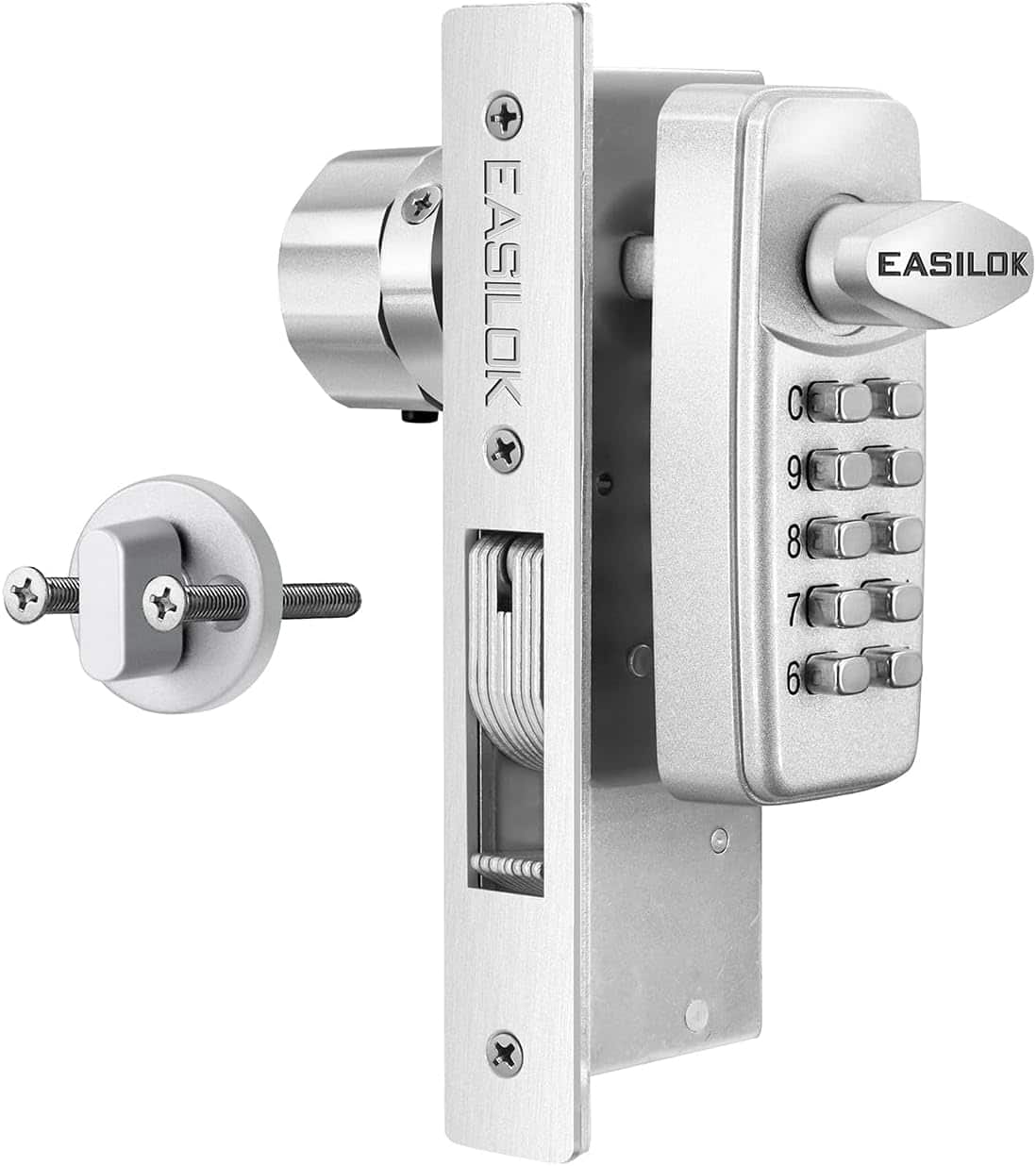 Aukfa - Keyless Storefront Door Lock - Commercial Mortise Replacement, No Drilling, Aluminum Single Door 31/32" Hook Bolt