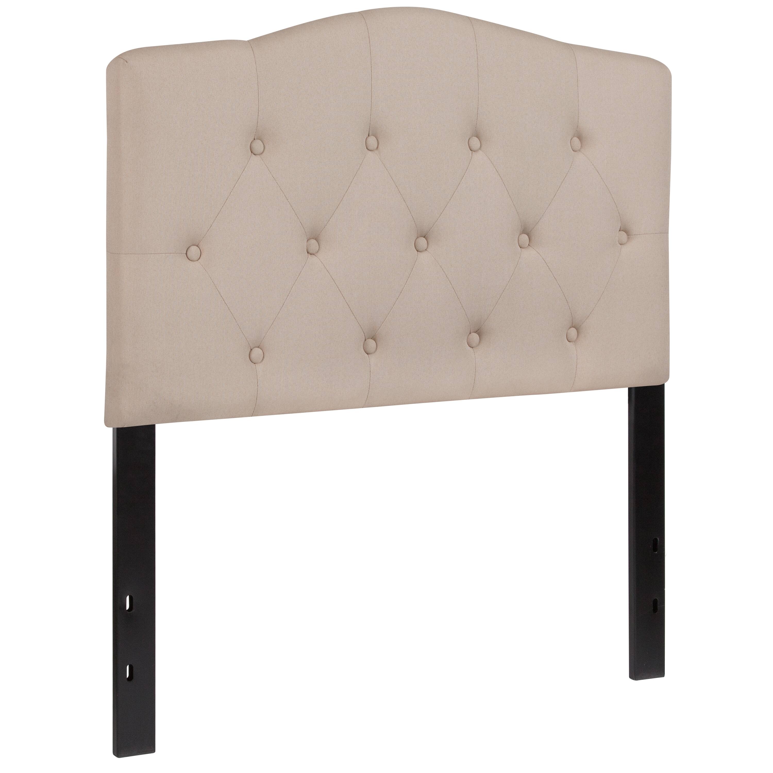 Alt View 1. Emma + Oliver - Arched Button Tufted Upholstered Headboard - Beige.