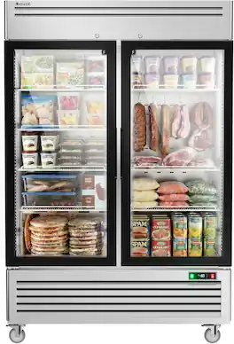 Coolski - 54 in. 47.5 cu. ft. 2-Glass Door Commercial Reach In Display Upright Freezer - Stainless Steel