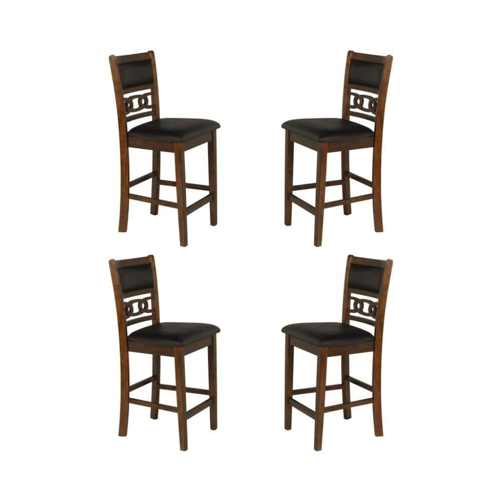 FurniFact - Wood Counter Height Dining Chair Set of 4 - Brown