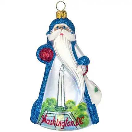 Front. Joy to the World Collectibles - Joy to the World Glitterazzi Washington DC Santa Polish Glass Christmas Ornament - Multicolor.