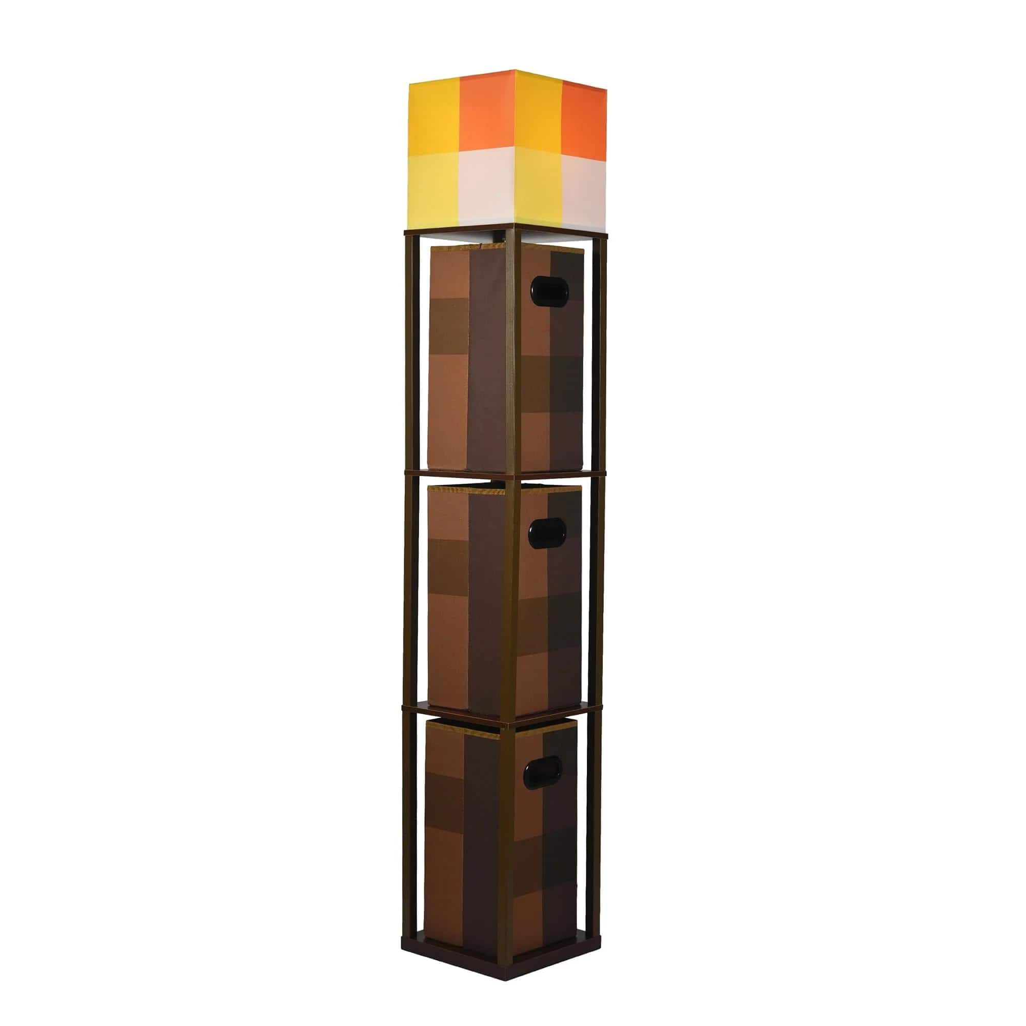 Ukonic - Minecraft Brownstone Torch Standing Floor Lamp and Storage Unit | 5 Feet Tall - Brown