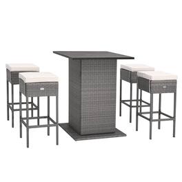 Boyel Living - 5Piece Rattan or Wicker Dining Set Rattan Wicker Material Hidden Storage Compartment for Outdoor Living Spaces - White