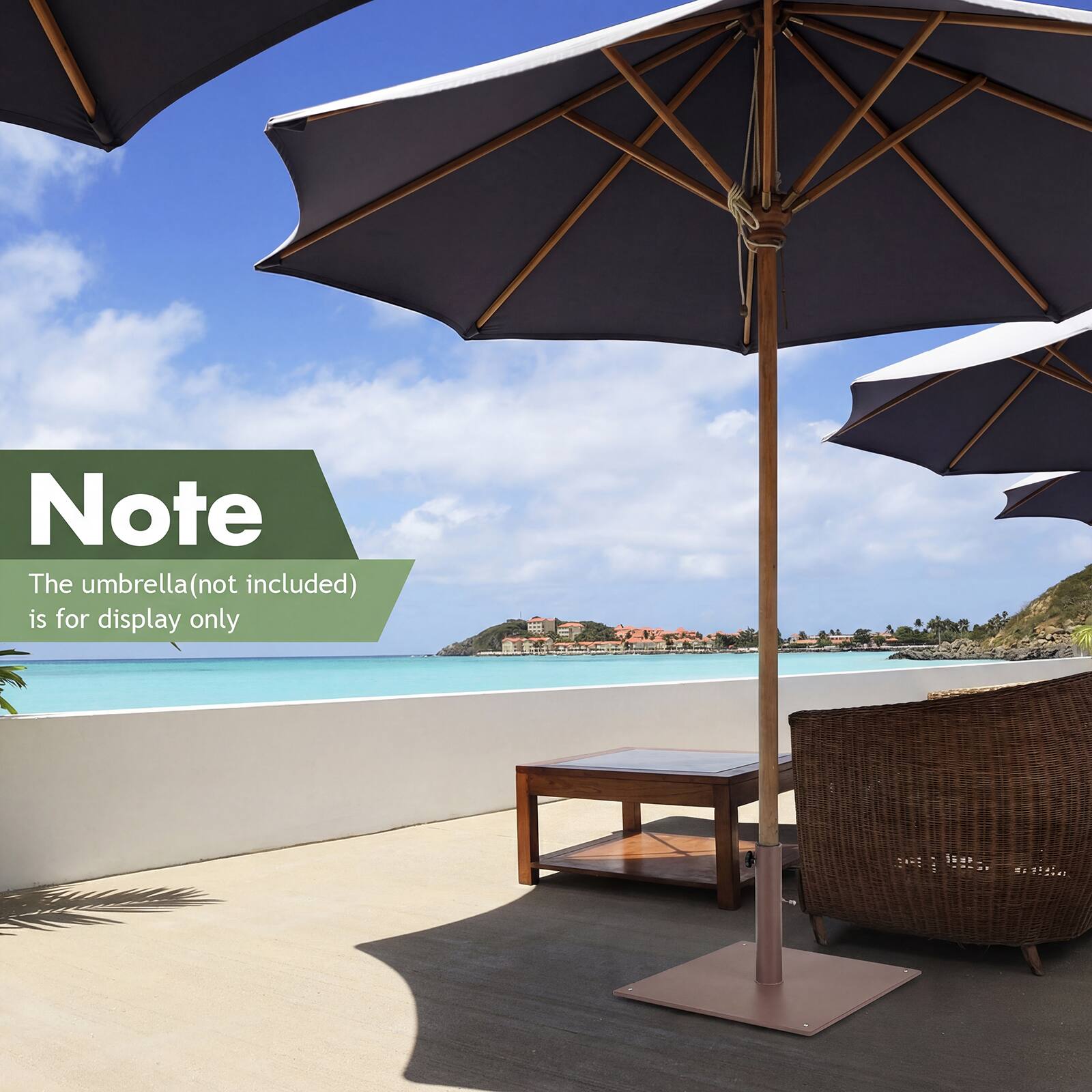 Note  
The umbrella (not included) is for display only