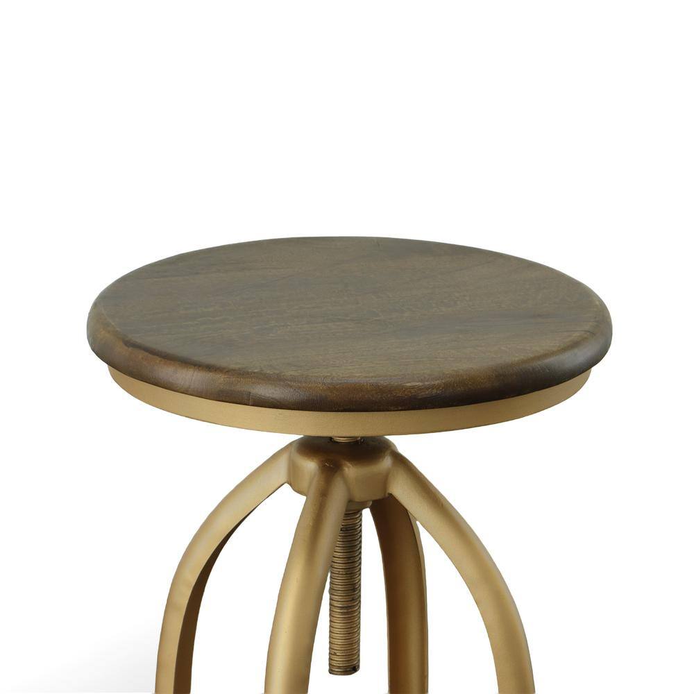 Alt View 2. Carolina Chair & Table - Ryder Adjustable Barstool - Elm Seat - Gold Base - Elm, Gold.