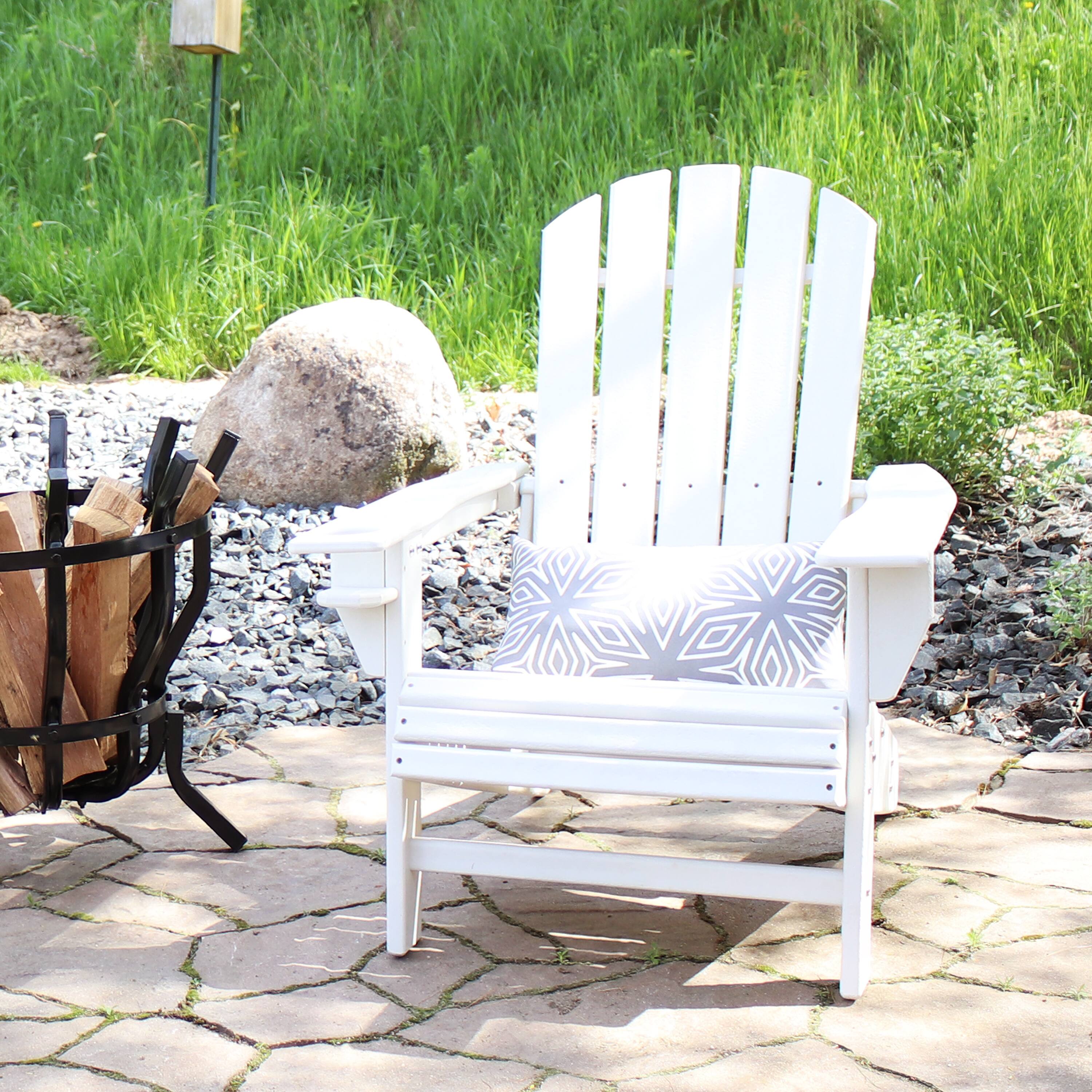Alt View 4. Sunnydaze - Lake Style Adirondack Chair with Cup Holder - White.