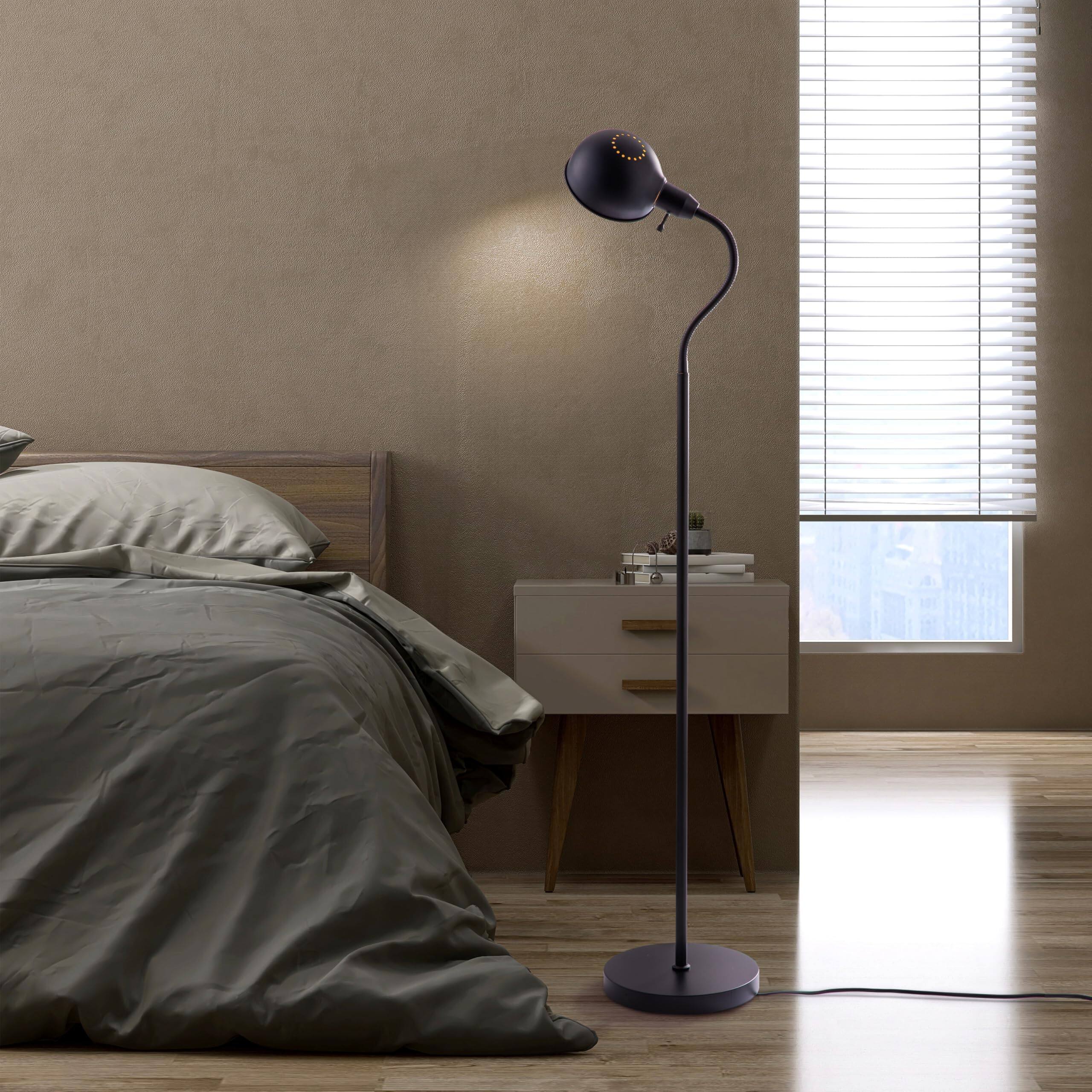 Alt View 4. MAGICAL RUBS - Nova - Adjustable Floor Lamp With Flexible Gooseneck And Rotatable Shade E26 Socket 10-inch Base Ideal For Reading Be... - Brushed Nickel.