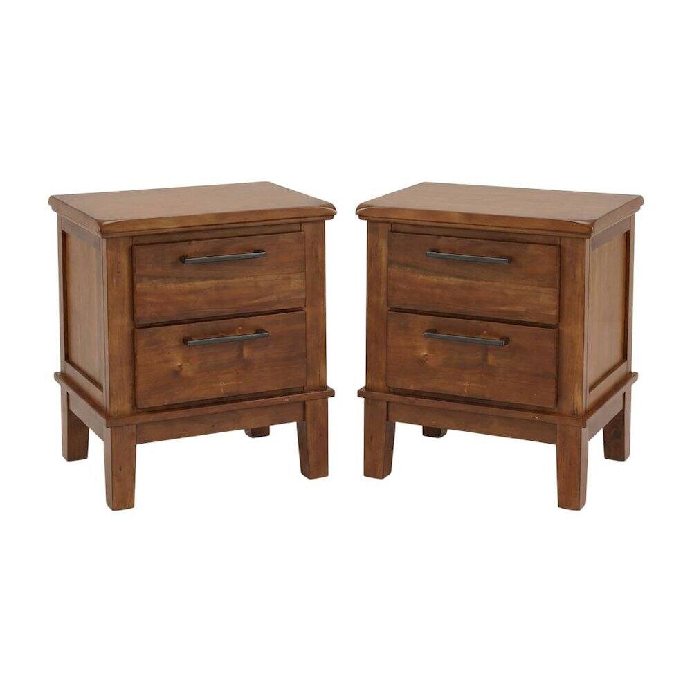 Alt View 2. New Classic Furniture - Cagney Wood Nightstand in Chestnut (Set of 2) - Chestnut.