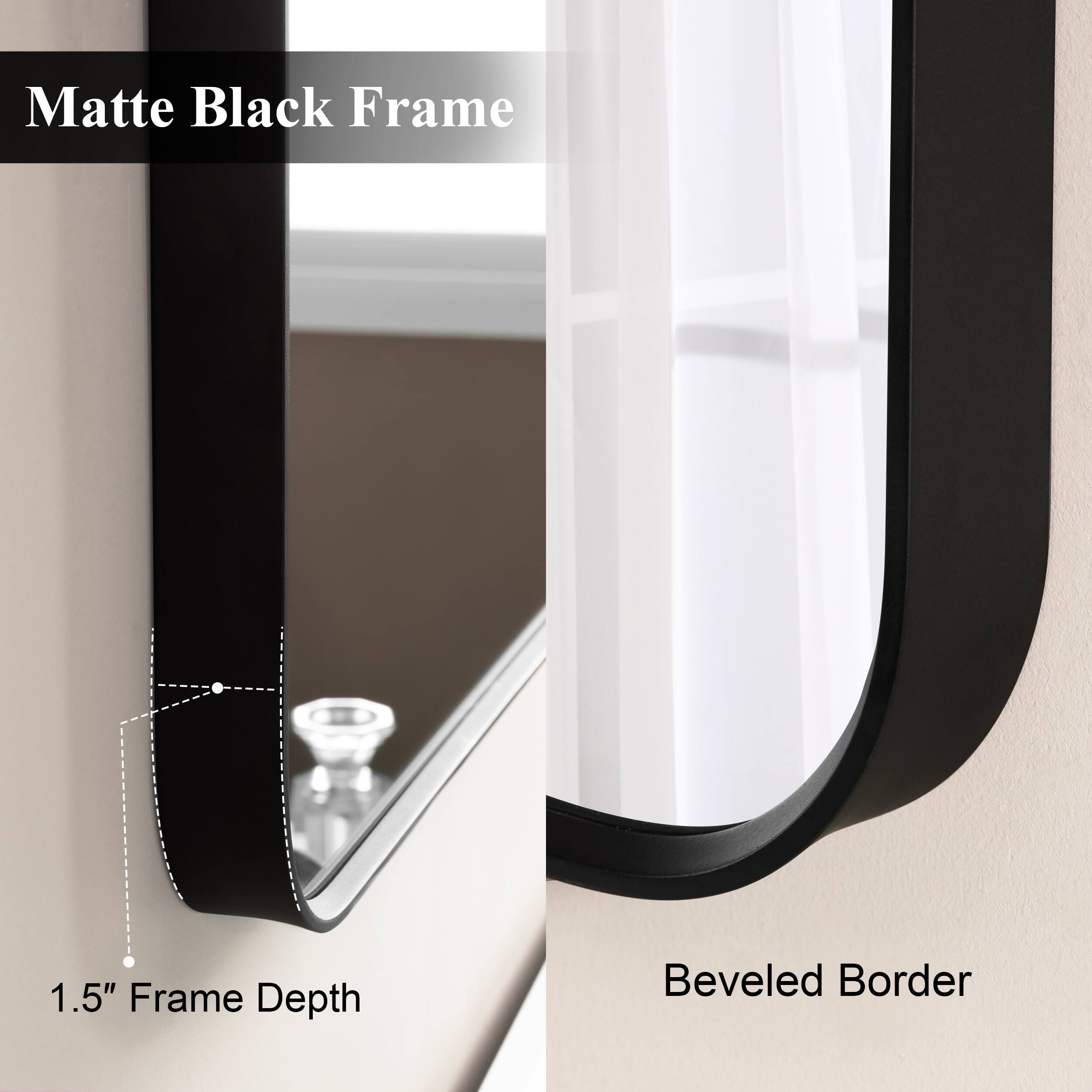 Matte Black Frame  
1.5" Frame Depth  
Beveled Border