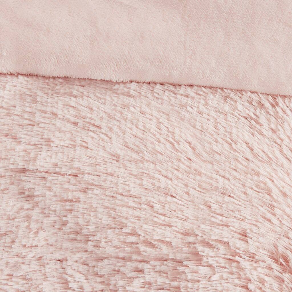 Alt View 5. Gracie Mills - Gracie Mills Susie Solid Shaggy Long Fur Duvet Cover Set - Blush.