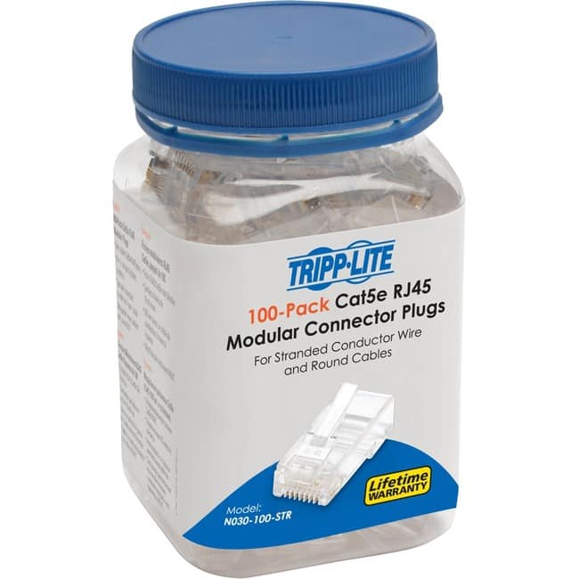 Tripp Lite - 100PK CAT5E RJ45 MODULAR PLUGS CONDUCTOR - Clear