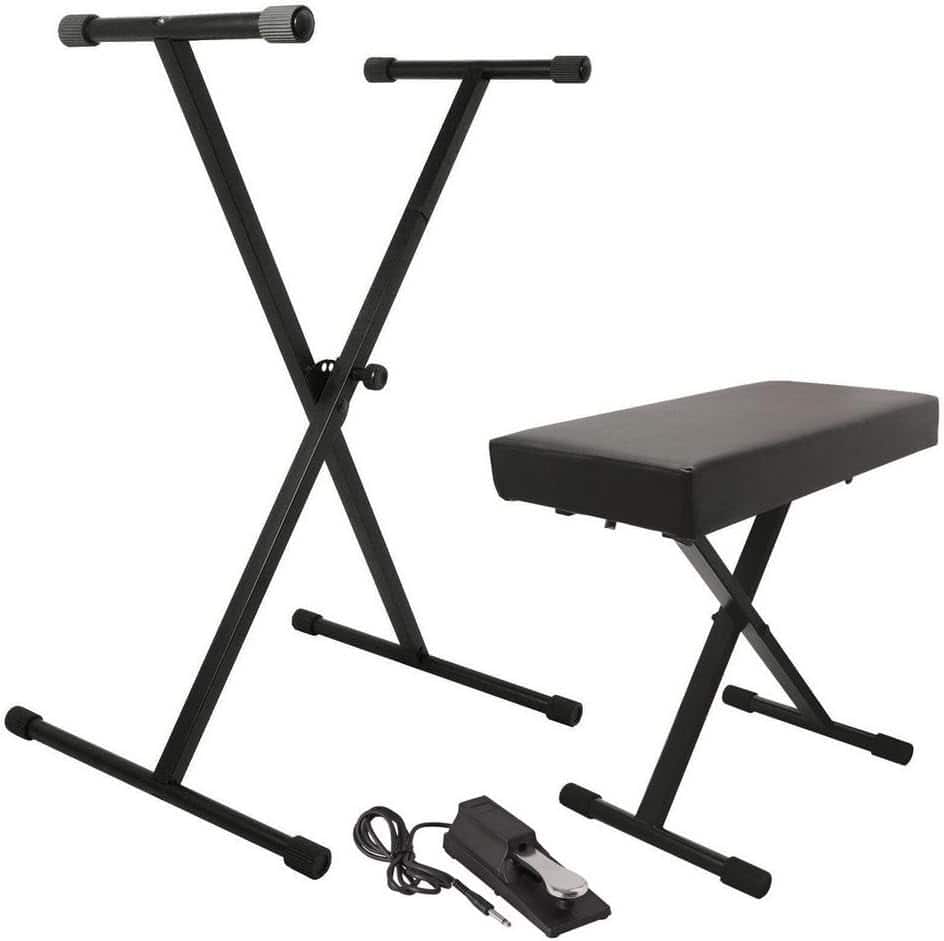 On Stage Stands - On-Stage KPK6550 Keyboard Stand/Bench Pack with KSP100 Sustain Pedal,Black,12” x 17” - "NA"
