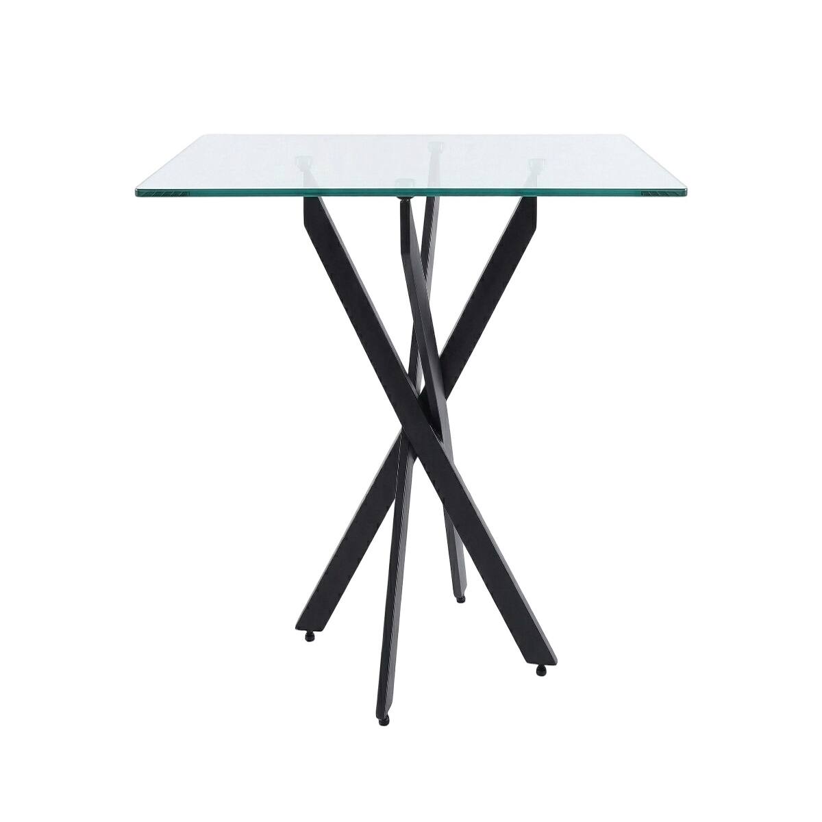 Left. Loheer - Loheer Rectangular Glass Dining Table with Black Metal Legs, 47.24 Inch Modern Table - Black.