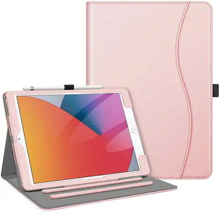 Front. Kitcheniva - Protective Stand Case For iPad 9th 8th 7th Generation 10.2 Inch With Pocket Holder Rose Gold - Rose Gold.