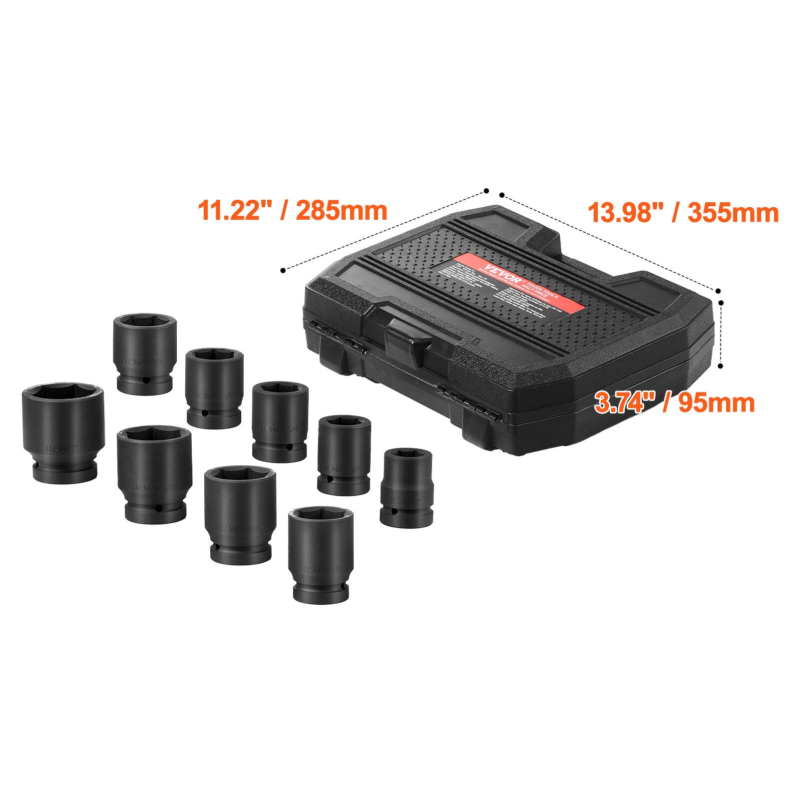 11.22" / 285mm  
13.98" / 355mm  
3.74" / 95mm